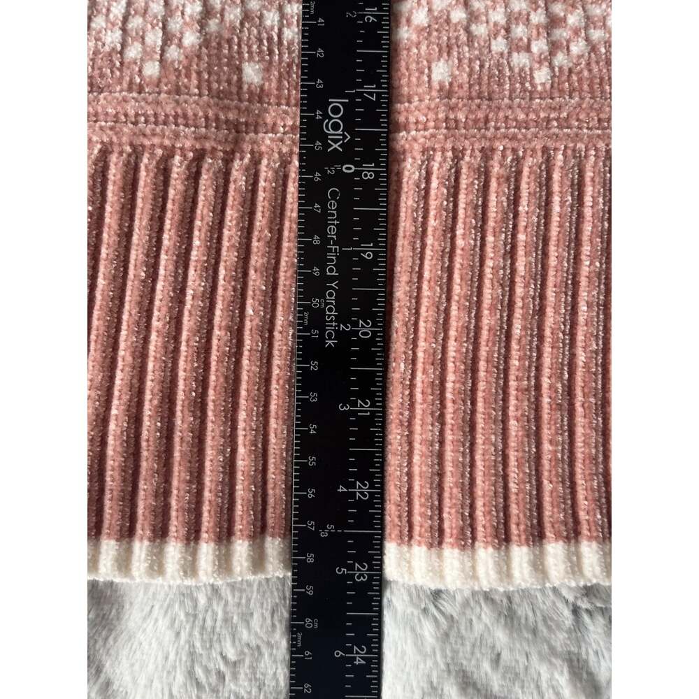 Christian Siriano Sweater M Pink Chenille Fair Isle Mock Neck Cozy Knit Womens - Picture 8 of 8